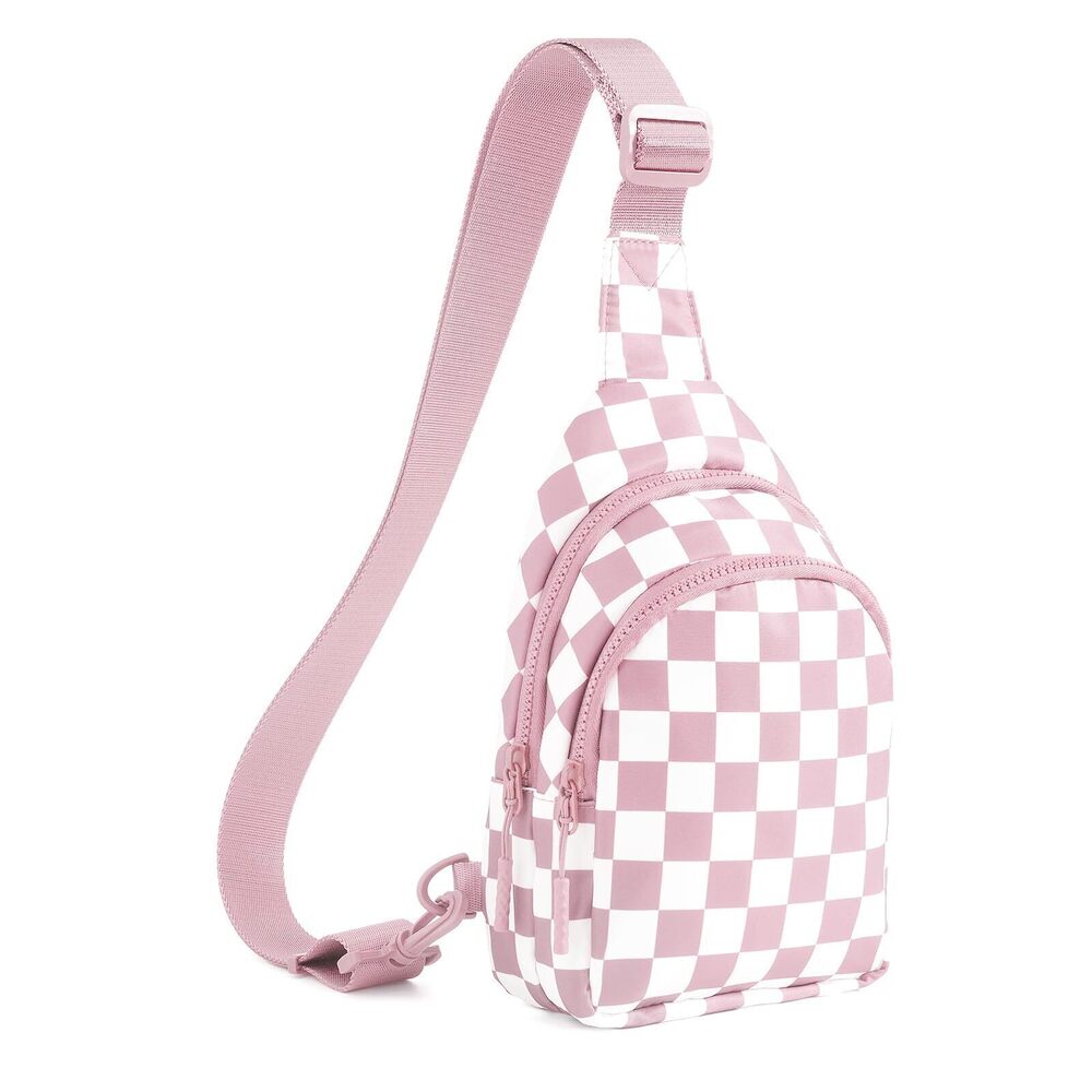 7520 Checkered Sling Bag Small Backpack Crossbody Chest Bag Fanny Packs
